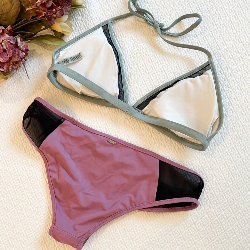 PINK Victoria's Secret Bikini Set - Green and Pink - Picture 6 of 12